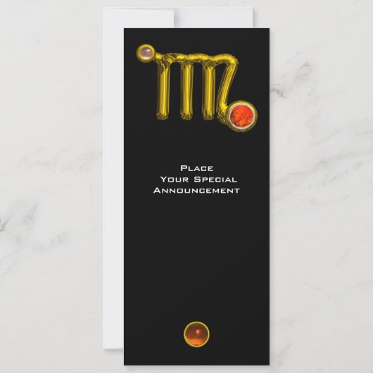 《星座》乙女座/金ゴールド〔占星術の〕十二宮図サインジュエルブラック誕生日パーティー 招待状 (裏面)