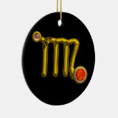 《星座》乙女座/金ゴールド〔占星術の〕十二宮図符号ジュエルオレンジ酸、黒 セラミックオーナメント (右)