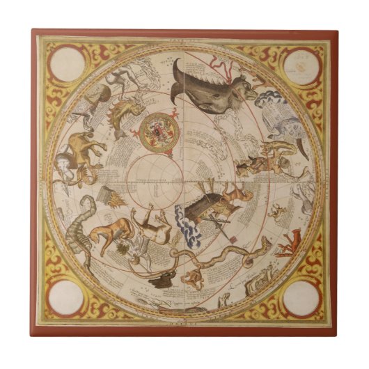 星座 南天の星 ヴィンテージ 天文学 タイル (正面)