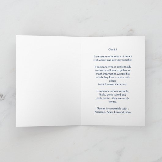 星座:双子座の誕生日 カード (内部)