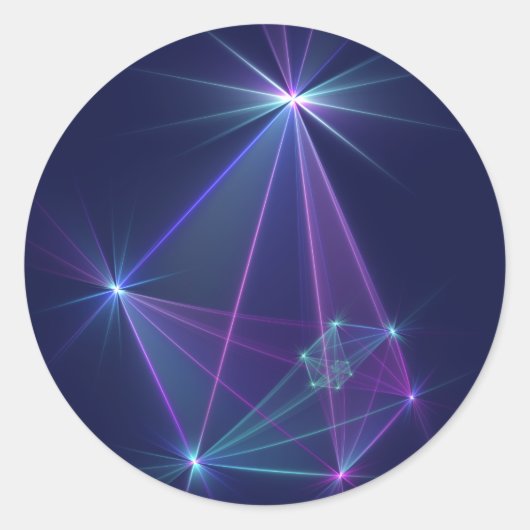 星座、抽象ファンタジーフラクタルアート ラウンドシール (正面)