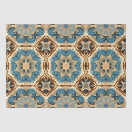 星形のアールデコ、青と茶色 薄葉紙