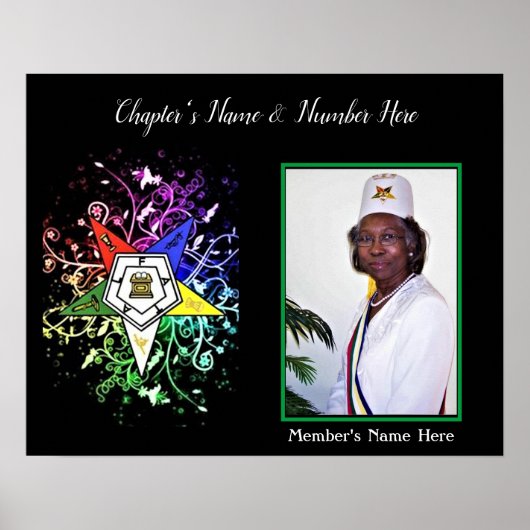 星形の写真のパーソナライズ ポスター (正面)