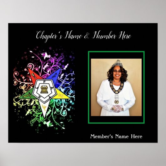 星形の写真のパーソナライズ ポスター (正面)