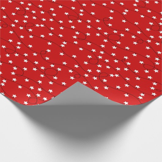 星形クリスマスライトパターンレッドクリスマス ラッピングペーパー (角)