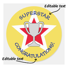 星形トロフィー黄色 ラウンドシール