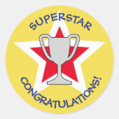 星形トロフィー黄色 ラウンドシール (正面)