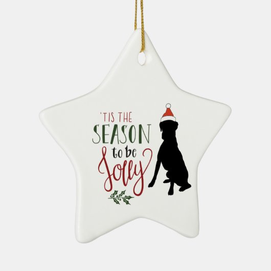 星形ボクサードッグのクリスマスオーナメント セラミックオーナメント (右)