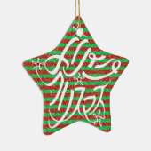 星形メリークリスマスのタイポグラフィーと他8言語 セラミックオーナメント (右)