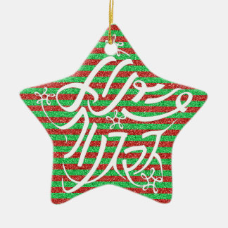 星形メリークリスマスのタイポグラフィーと他8言語 セラミックオーナメント