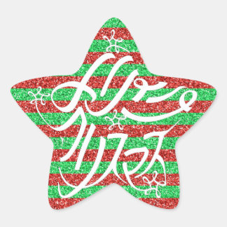星形メリークリスマスのタイポグラフィーと他8言語 星シール