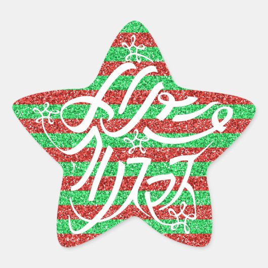星形メリークリスマスのタイポグラフィーと他8言語 星シール (正面)