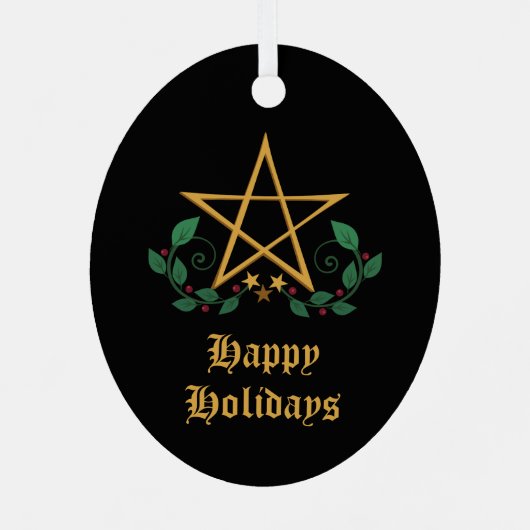 星形五角形ウィッカ信者 メタルオーナメント (裏面)