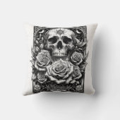 星形五角形スケルトンスカル&バラタロットアート クッション (裏面)