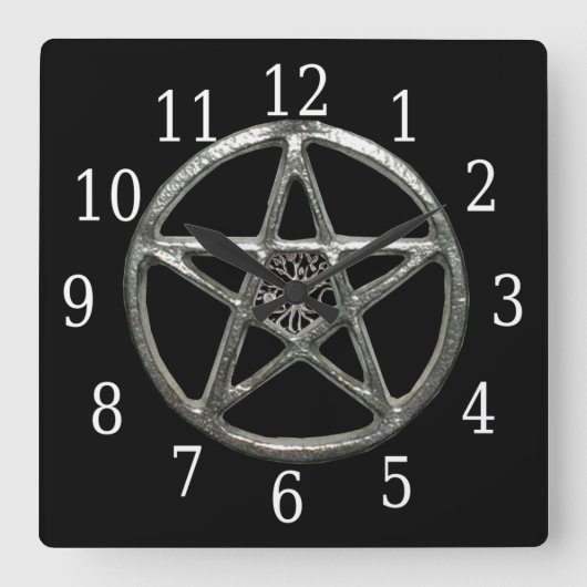 星形五角形ツリーオブライフスクエア時計 スクエア壁時計 (正面)