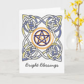 星形五角形結び糸細工パターン恵みカード カード (黄色い花)