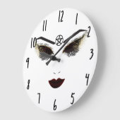 星形五角形美しい顔ラッシュ&ダークリップメイクアップ ラージ壁時計 (傾斜)