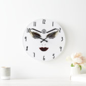 星形五角形美しい顔ラッシュ&ダークリップメイクアップ ラージ壁時計 (ホーム)