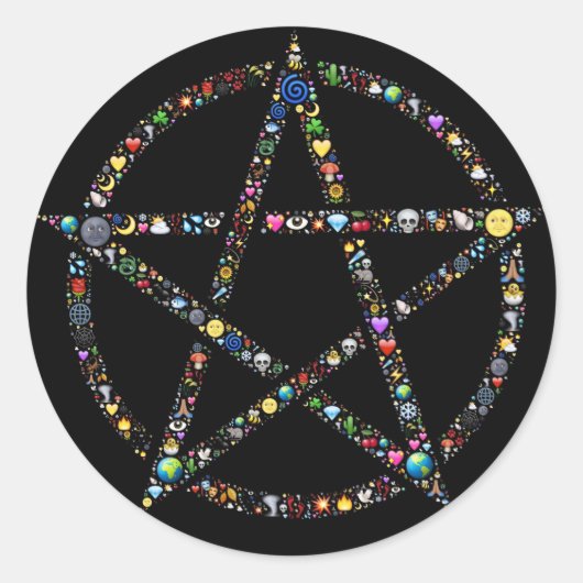 星形五角形5要素ラウンドステッカー ラウンドシール (正面)