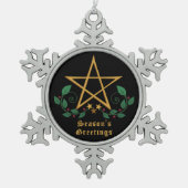 星形五角形 スノーフレークピューターオーナメント (正面)