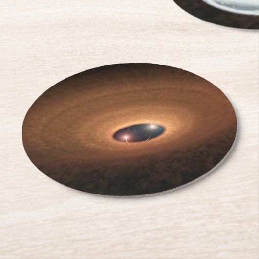 星形成から残ったほこりっぽい材料の円盤 ラウンドペーパーコースター (アングル)