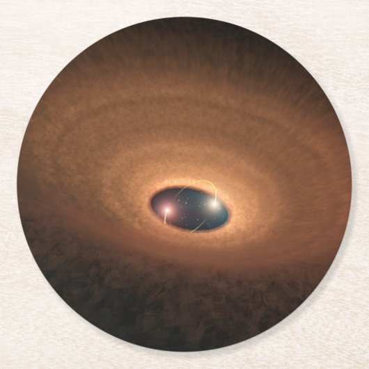 星形成から残ったほこりっぽい材料の円盤 ラウンドペーパーコースター (正面)