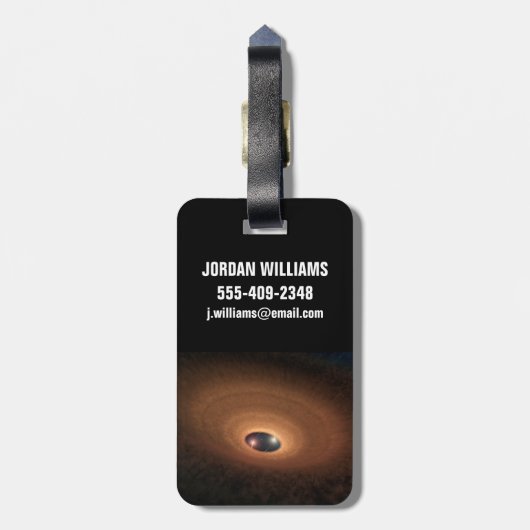 星形成から残ったほこりっぽい材料の円盤 ラゲッジタグ (裏面縦)