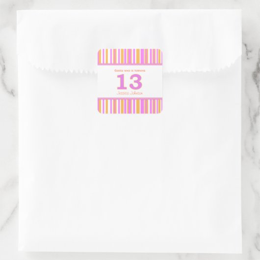 星形13パーソナライズされた番目の誕生日 スクエアシール (バッグ)