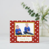 星感謝していの写真で赤いクリスマスの贈り物 ポストカード (スタンド正面)