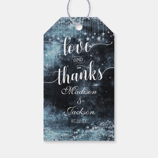 星打ち水彩結婚夜の愛&感謝してい ギフトタグ (裏面)