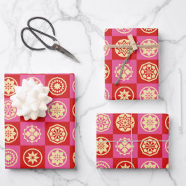 星日本のと花のパターン ラッピングペーパーシート