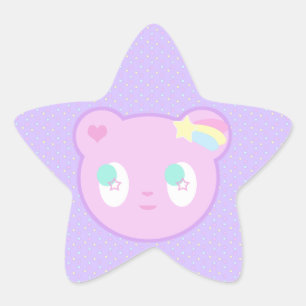星明かりのくまのステッカー 星シール