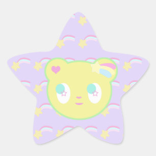 星明かりのくまのステッカー 星シール