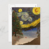 星明かりのクリスマスの夜の郵便はがき シーズンポストカード (正面/裏面)