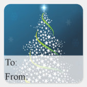 星明かりのクリスマスツリーのギフトのラベル スクエアシール (正面)