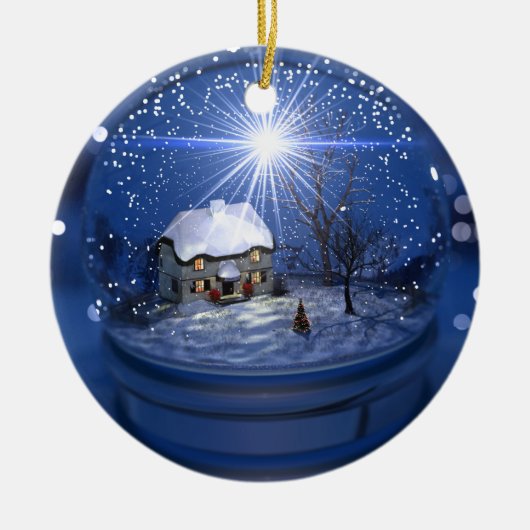 星明かりの地球のクリスマスのオーナメント セラミックオーナメント (正面)