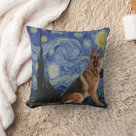 星明かりの夜ジャーマン・シェパードの装飾用クッション クッション (ブランケット)