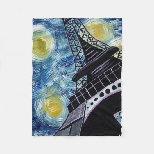 星明かりの夜パリ フリースブランケット (正面)