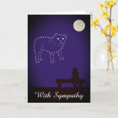 星明かりの夜ペットブルドッグ犬の悔やみや弔慰 カード (黄色い花)