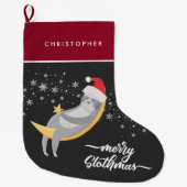 星明かりの夜怠惰の月のパーソナライズな休日 ラージクリスマスストッキング (正面)