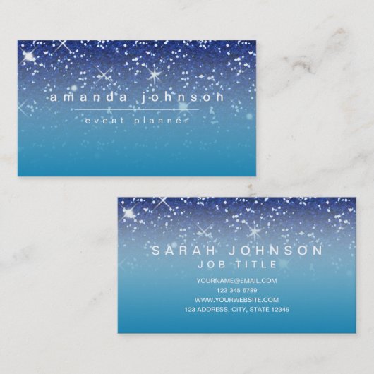 星明かりの夜青いグリッターのガーリーでシックなモダン 名刺 (正面/裏面)