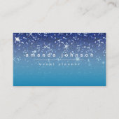 星明かりの夜青いグリッターのガーリーでシックなモダン 名刺 (正面)