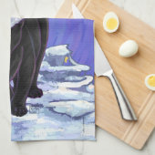 星明かりの夜黒猫のクリスマス キッチンタオル (四つ折り)