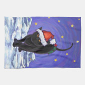 星明かりの夜黒猫のクリスマス キッチンタオル (横)