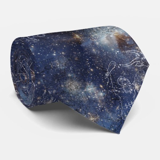 星明かりの宇宙の星座のタイ ネクタイ (ロール)