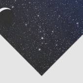 星明かりの空および三日月の月、黒くするべき深い青 薄葉紙 (詳細)