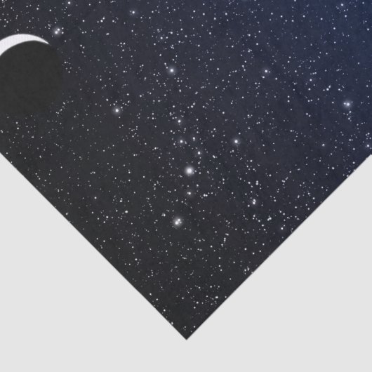 星明かりの空および三日月の月、黒くするべき深い青 薄葉紙 (詳細)