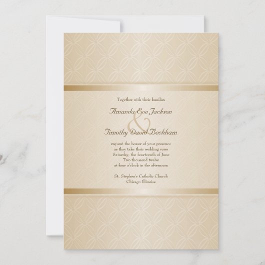 星明かりの金火炎信号のモノグラムのでエレガントな結婚式 招待状 (正面)