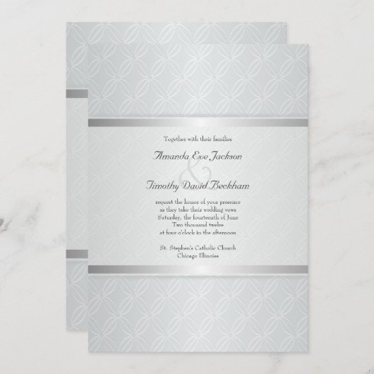 星明かりの銀の火炎信号のモノグラムのでエレガントな結婚式 招待状 (正面/裏面)