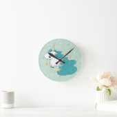 星時計を使った青い漫画のユニコーン ラウンド壁時計 (ホーム)